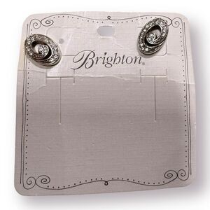 Brighton Silver Crystal Swirl Earrings Crystal Pendant Glam‎